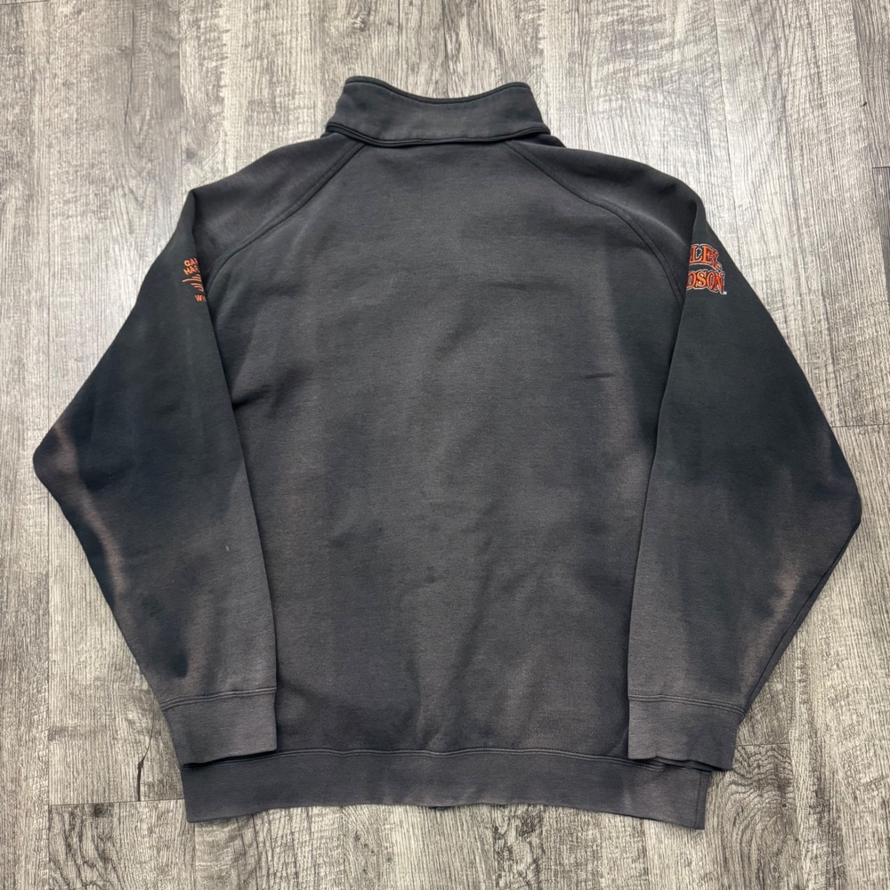 Harley Davidson Sun Faded Black Jacket Grunge Distressed Biker XL - Picture 2 of 11